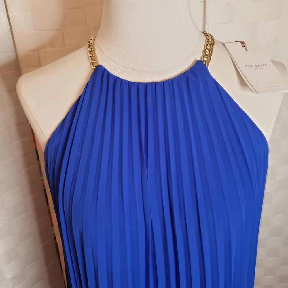 TED BAKER NWT Blue pleated swing maxi dress - Picture 4 of 8